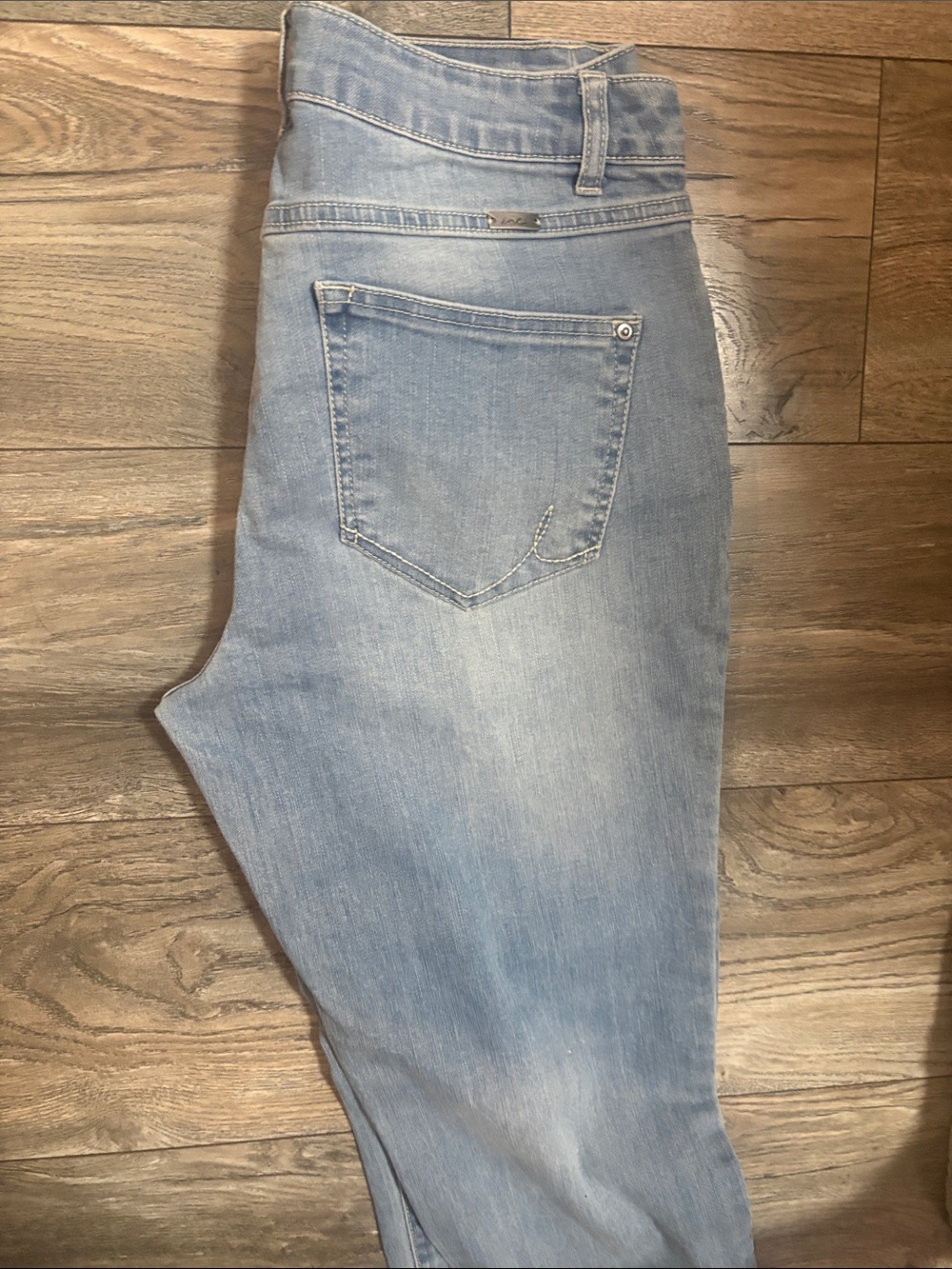 INC International Concepts Light Blue Denim Jeans with Cream Fringe Hem - Picture 3 of 4